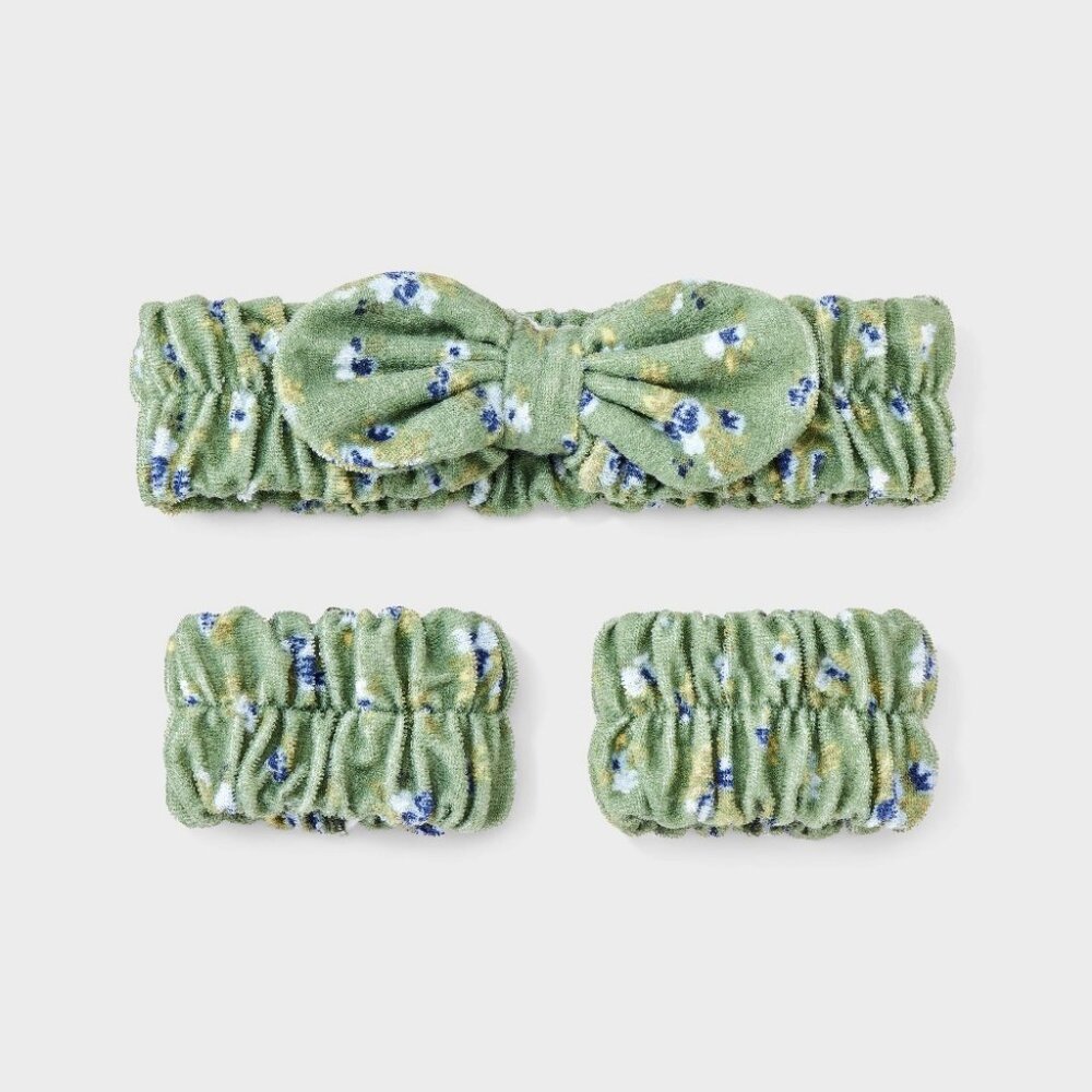 Self Care Spa Kit Hair Headwrap with Cuffs Set 3pc